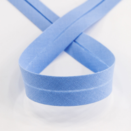 Косая бейка хлопок/полиэстер 20 мм, 25 м, цвет 65, серо-голубой. Арт 6120-20мм-65            