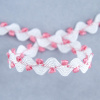 Тесьма PEGA тип вьюнчик, белый с розовым, 7 мм. Арт 841512221DA006