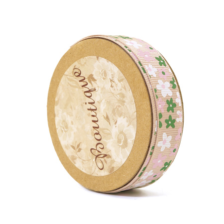 Лента репсовая на картонной катушке "Цветочки". Арт VR15.310