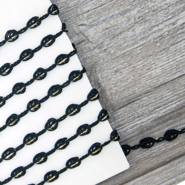 Тесьма PEGA тип отделочная, цвет черный,  8 мм. Арт 844167808DA701          