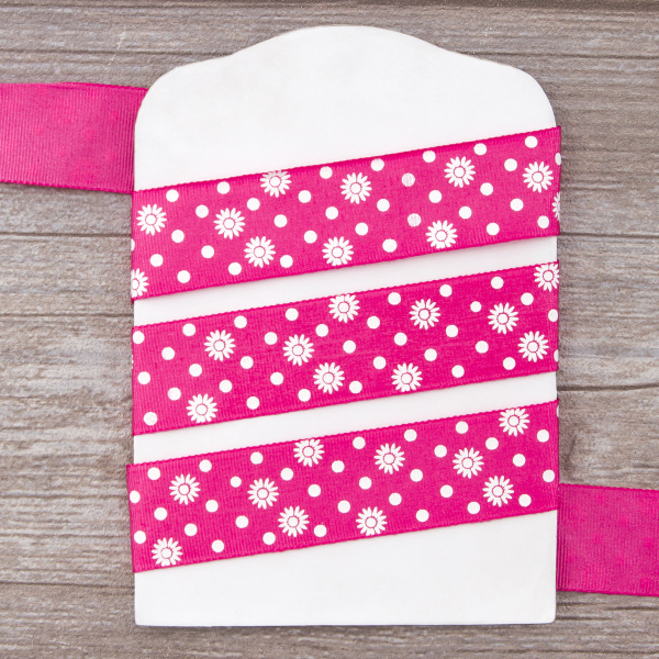 Лента репсовая SAFISA с напечатаным рисунком, 25 мм, 15 м, цвет 20, малиновый. Арт 25313-25мм-20