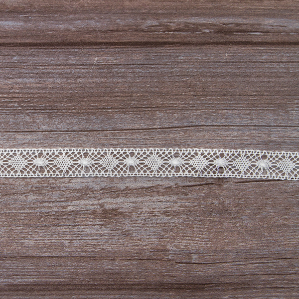 Мерсеризованное хлопковое кружево, 19 мм, белый. Арт 2117/01