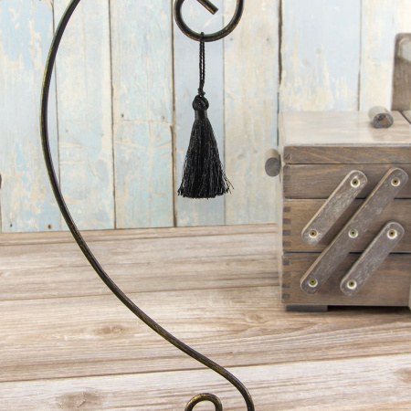 Кисть декоративная на шнуре, длина 60 мм, цвет черный. Арт KY - 04-col.PE - 56