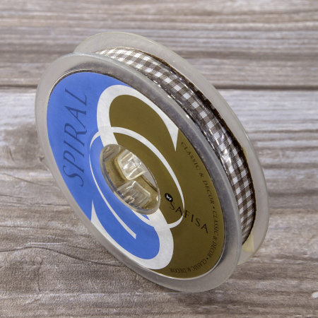 Лента с рисунком клетка SAFISA, 11 мм, 25 м, цвет 17, коричневый. Арт 469-11мм-17             