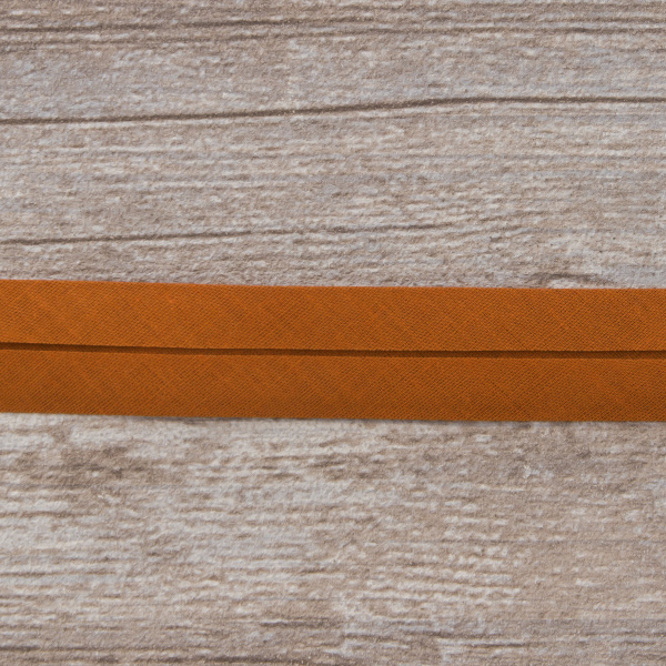 Косая бейка хлопок/полиэстер 20 мм, 25 м, цвет 111, темно-рыжий. Арт 6120-20мм-111           