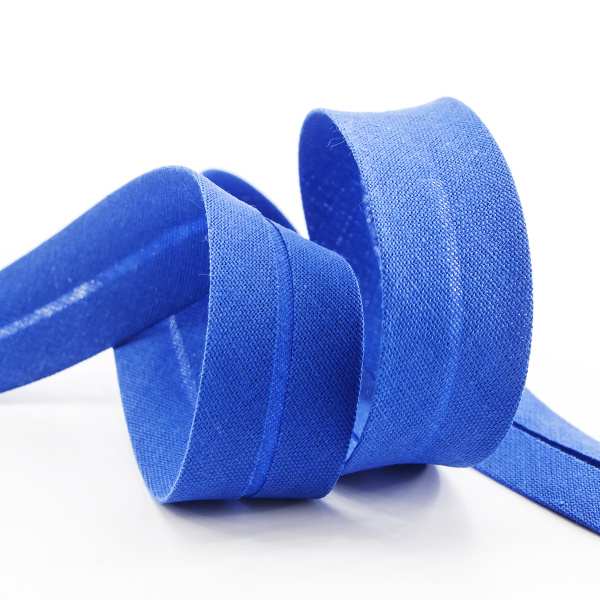 Косая бейка хлопок/полиэстер 20 мм, 25 м, цвет 71, насыщенный серо-синий темный. Арт 6120-20мм-71            