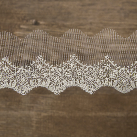 Вышивка на тюле, 51 мм, цвет белый. Арт I659/01