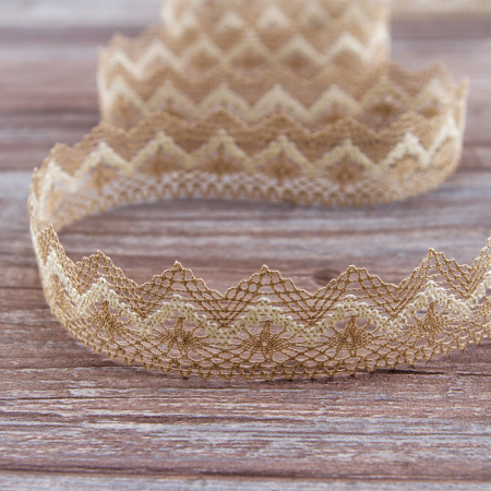 Мерсеризованное хлопковое кружево, 35 мм, цвет небелёный/бежевый. Арт 3201/J2                 