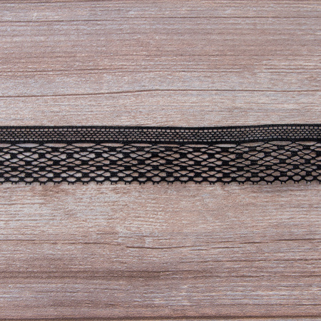 Мерсеризованное хлопковое кружево, 35 мм, цвет черный. Арт 2011/14