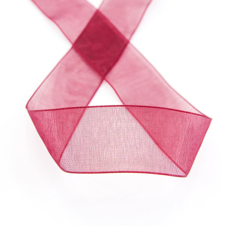 Лента органза SAFISA мини-рулон, 25 мм, 2,5 м, цвет 30, бордо. Арт P00520-25мм-30          