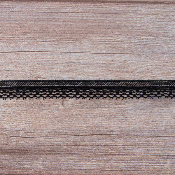 Мерсеризованное хлопковое кружево, 20 мм, цвет черный. Арт 2010/14