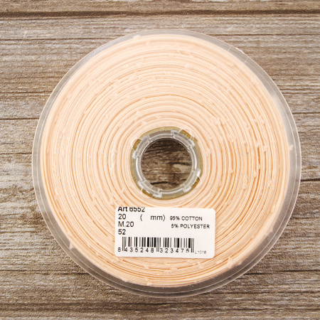Косая бейка хлопок, 20 мм, 20 м, цвет 52, цвет бледно-розовый. Арт 6552-20мм-52