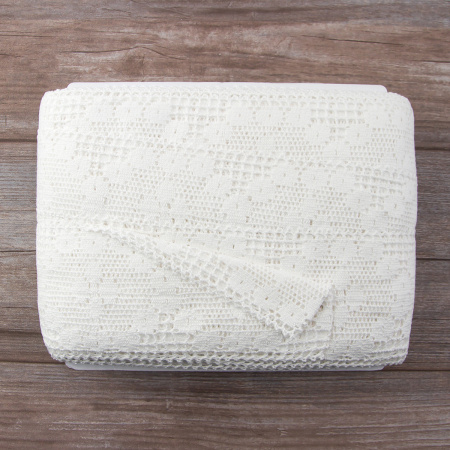 Мерсеризованное хлопковое кружево, 90 мм, цвет белый. Арт 2230/01