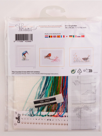 Набор для вышивания "Зимородок", канва лён 32 ct, 18 х 19 см. Арт 615