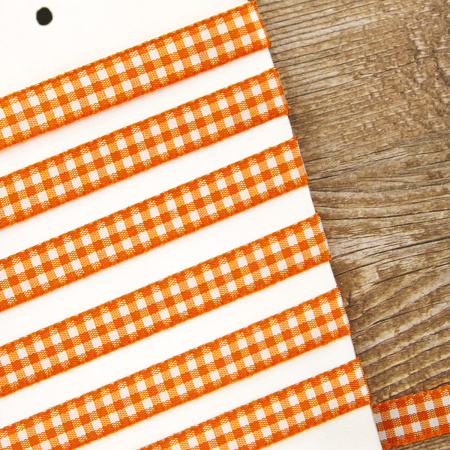 Лента с рисунком клетка SAFISA, 11 мм, 25 м, цвет 61, оранжевый. Арт 469-11мм-61             