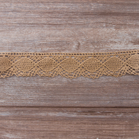 Мерсеризованное хлопковое кружево, 45 мм, цвет бежевый. Арт 1863/T3