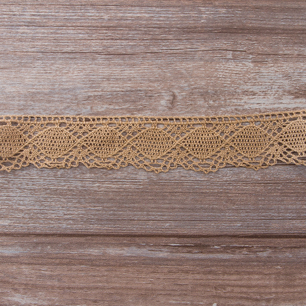 Мерсеризованное хлопковое кружево, 45 мм, цвет бежевый. Арт 1863/T3
