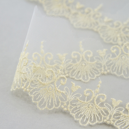 Кружево-вышивка на тюле, 32 мм, 14,6 м. Арт 41690/02