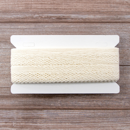 Мерсеризованное хлопковое кружево, 35 мм, цвет шампань. Арт 2011/72