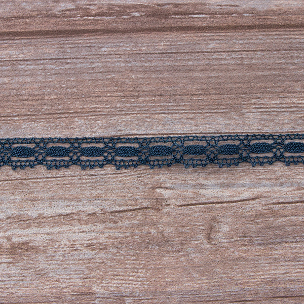 Мерсеризованное хлопковое кружево, 15 мм, цвет серо-синий. Арт 1798/75                 