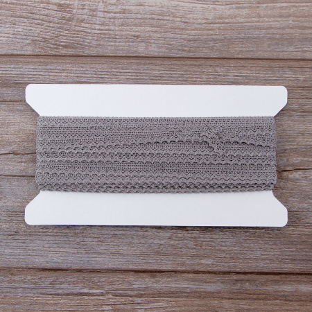 Мерсеризованное хлопковое кружево, 8 мм, цвет серый. Арт 2062/W3