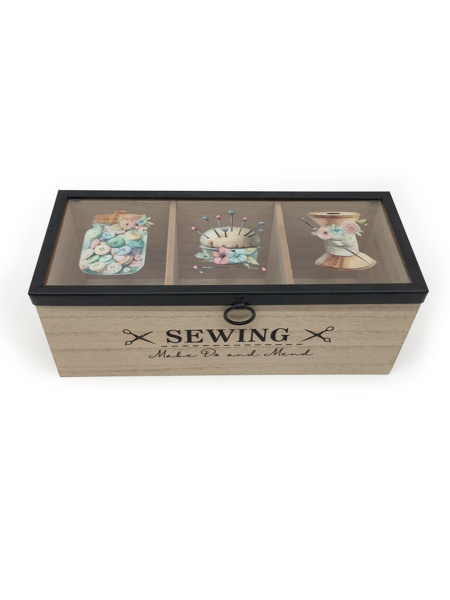 Шкатулка для хранения швейной фурнитуры, 24 х 10 х 9 см, 3 отделения. Арт G001.TN014 