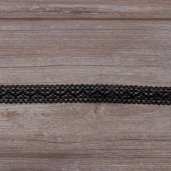 Мерсеризованное хлопковое кружево, 20 мм, цвет черный. Арт 3037/14                 