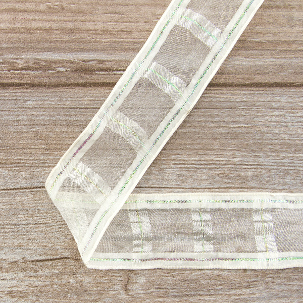 Лента органза "с памятью" SAFISA, 38 мм, 15 м цвет 56, кремовый. Арт 25256-38мм-56           