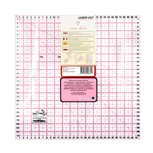 Линейка для пэчворка с градацией в сантиметрах, квадрат 32 см. Арт NL4192          