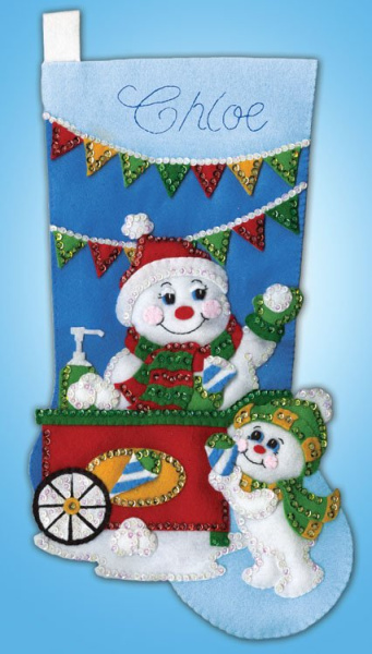 Набор для вышивания сапожка для подарков "Фруктовый снеговик". Арт 5262