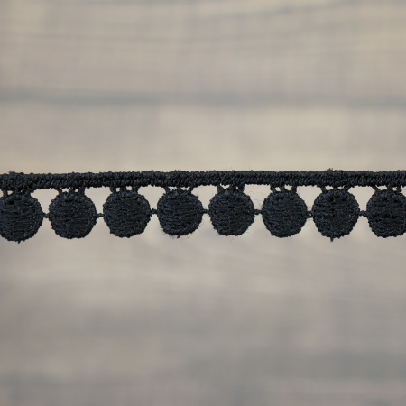 Кружево гипюр, 12 мм, цвет черный, 100% полиэстер, 4,5 м. Арт G-4634.13