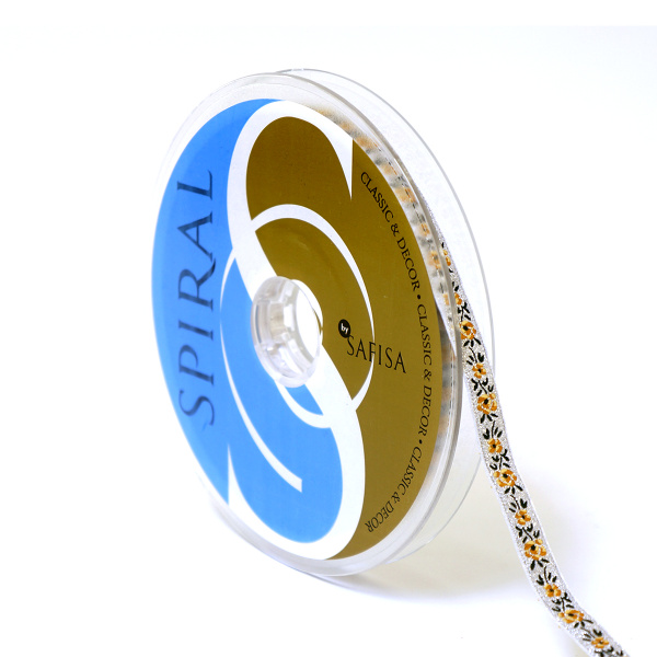 Лента жаккардовая с люрексом SAFISA, 10 мм, 15 м, цвет 07. Арт 9212-10мм-07