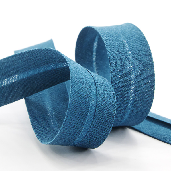 Косая бейка хлопок/полиэстер 20 мм, 25 м, цвет 79, морская волна. Арт 6120-20мм-79            