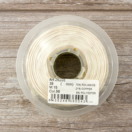 Лента органза "с памятью" SAFISA, 38 мм, 15 м цвет 56, кремовый. Арт 25256-38мм-56           