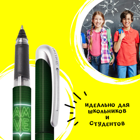 Ручка-роллер "College" с синим картриджем, толщина линии 0.7 мм, принт "Game Over". Арт 12596/3D