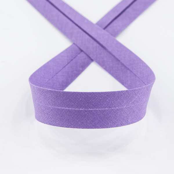 Косая бейка хлопок/полиэстер 20 мм, 25 м, цвет 125, сиреневый темный. Арт 6120-20мм-125           