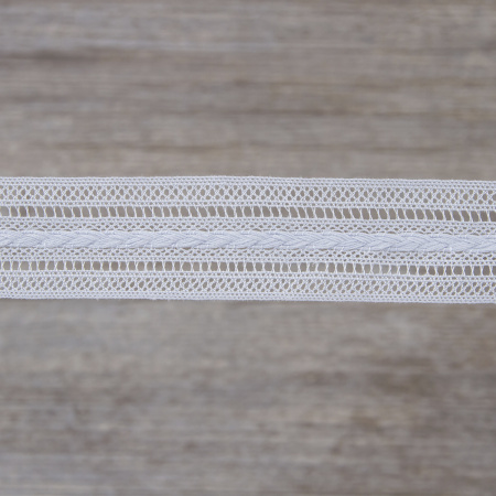 Мерсеризованное хлопковое кружево, 26 мм, цвет светло-голубой. Арт 2178/19
