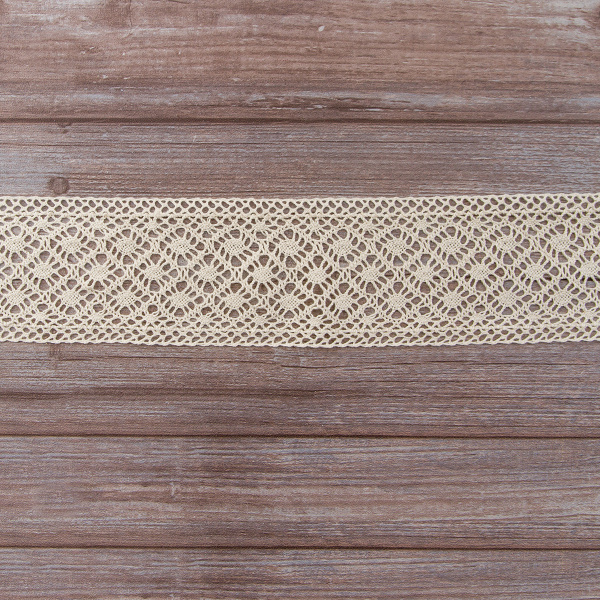 Мерсеризованное хлопковое кружево, 85 мм, цвет экрю. Арт 2232/58