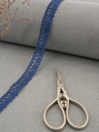 Кружево плетеное, 10 мм, цвет синий, 100% хлопок, 5 м. Арт K-5001-242