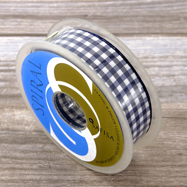 Лента с рисунком клетка SAFISA, 25 мм, 25 м, цвет 15, темно-синий. Арт 469-25мм-15             