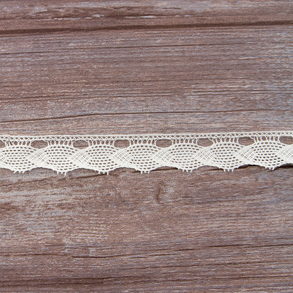 Мерсеризованное хлопковое кружево, 25 мм, цвет шампань. Арт 1673/72