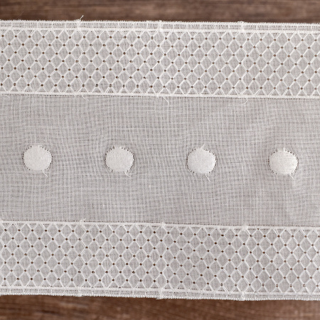 Шитье-вышивка на батисте, прошва, 90 мм, цвет белый. Арт 20914/B