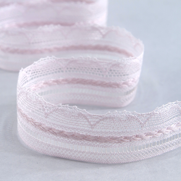 Мерсеризованное хлопковое кружево, 33 мм, цвет розовый. Арт 2177/06