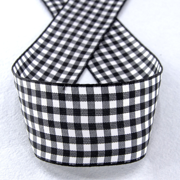 Лента с рисунком клетка SAFISA, 40 мм, 25 м, цвет 01, черный. Арт 469-40мм-01             