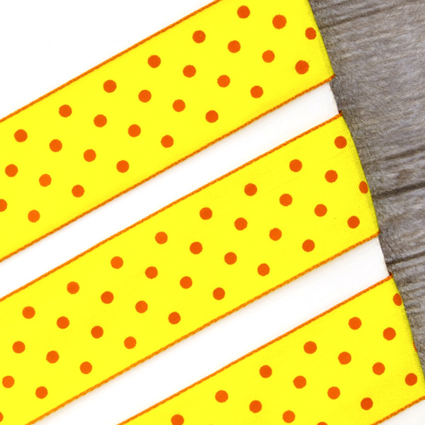 Лента с рисунком SAFISA, 25 мм, 15 м, цвет 32, желтый. Арт 25314-25мм-32