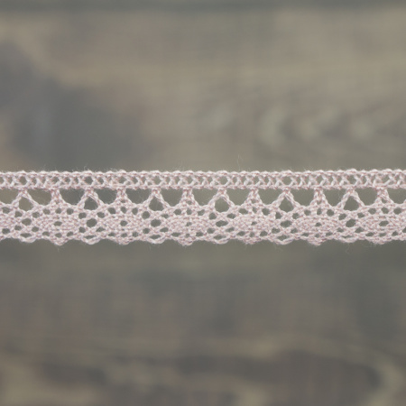 Кружево плетеное, 10 мм, цвет розовый, 100% хлопок, 5 м. Арт K-5001-268