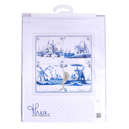 Набор для вышивания "Старинная плитка, деревни", канва лён 36 ct. Арт 484                     