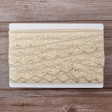 Мерсеризованное хлопковое кружево, 45 мм, экрю. Арт 2173/02