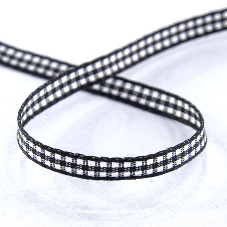 Лента с рисунком клетка SAFISA, 6 мм, 25 м, цвет 01, черный. Арт 466-06мм-01             