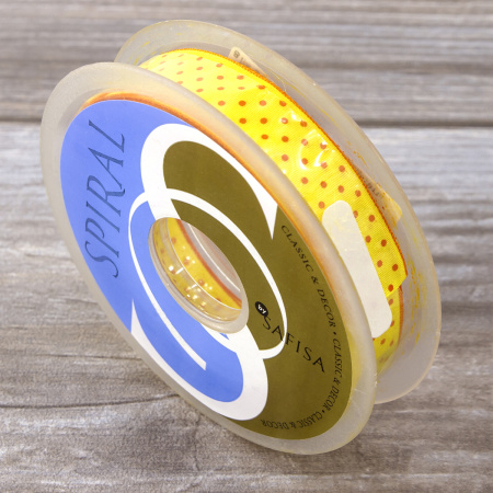 Лента с рисунком SAFISA, 15 мм, 15 м, цвет 32, желтый. Арт 25314-15мм-32